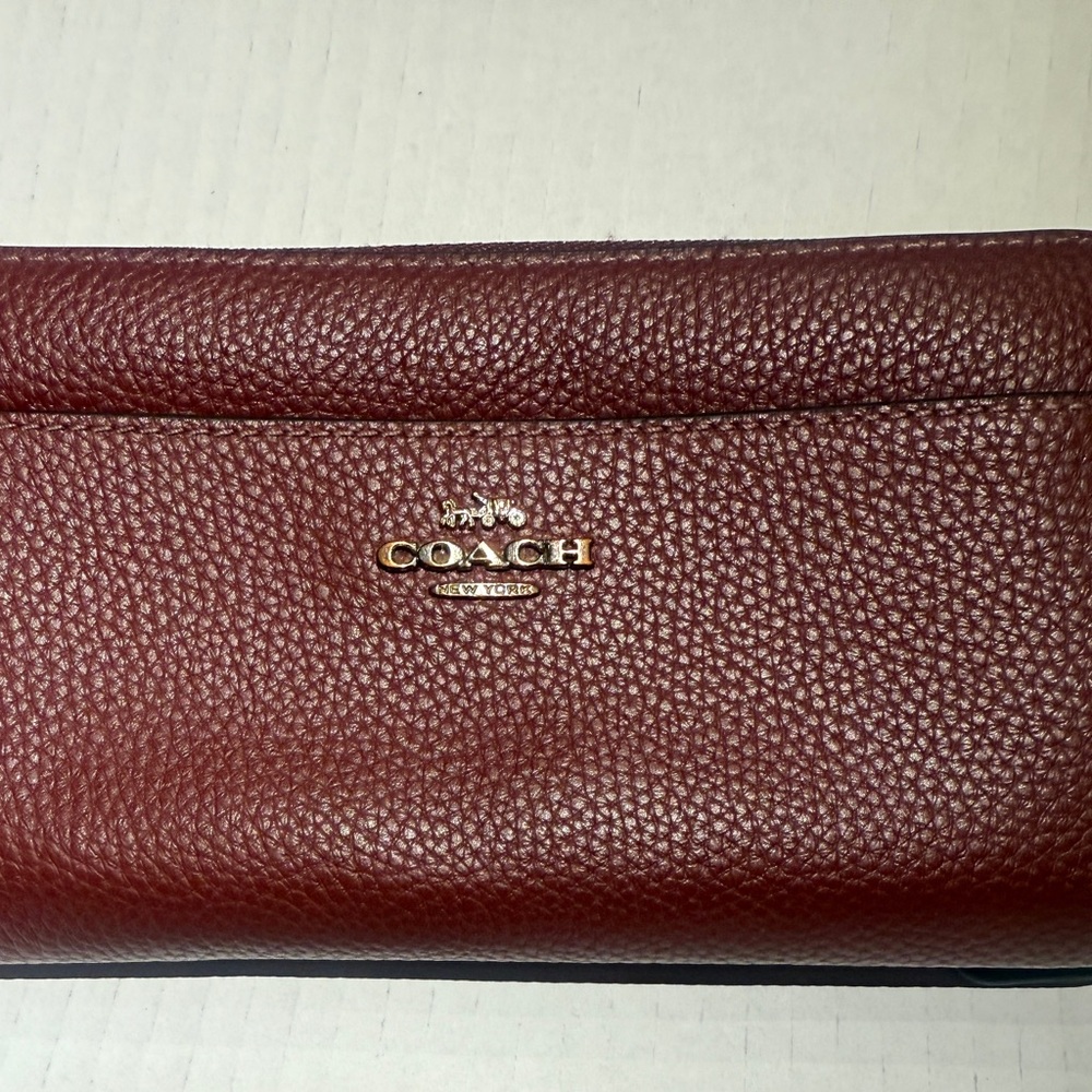 Coach Wine/burgundy Textured Leather Wallet